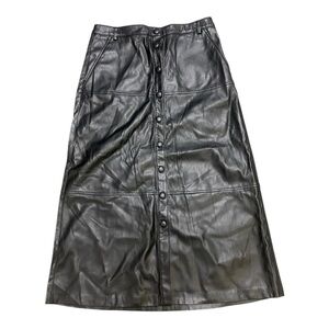 NWT Seventy Venezia Faux/Mock Leather Black A-Line Leather Skirt Size 42